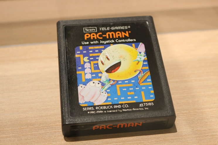 A video game sitting on top of a wooden table