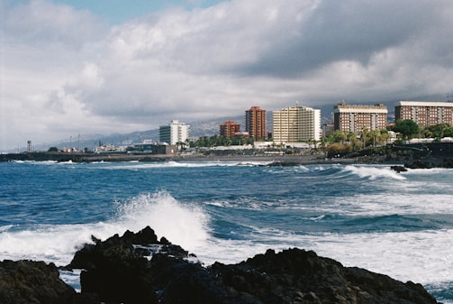 A view of a city from the ocean