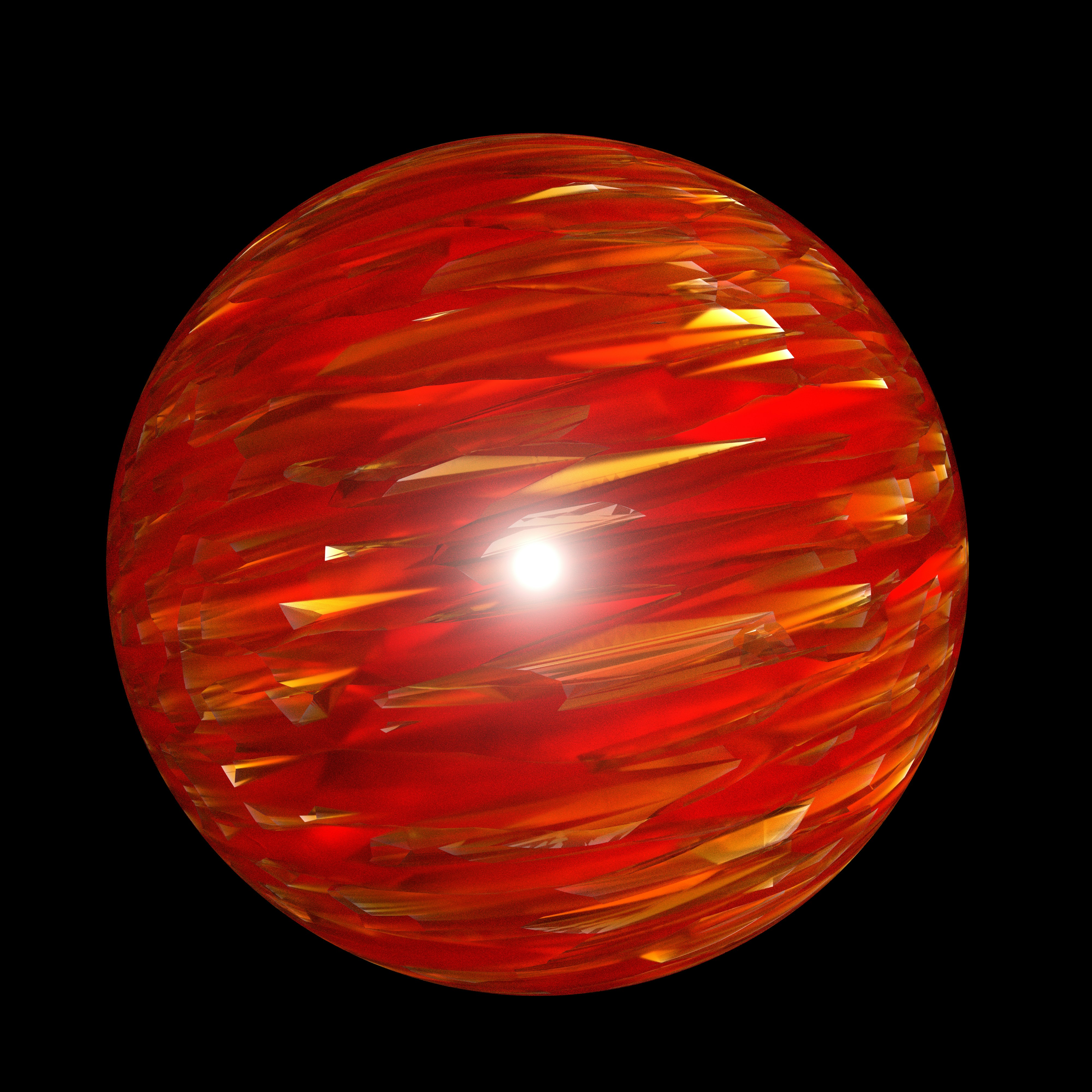 A close up of a red ball on a black background