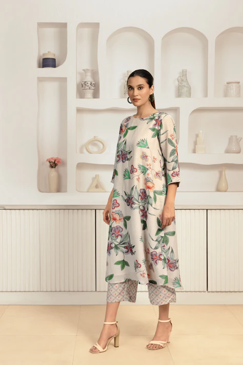 Photo of a similar item: ladyline Printed Cotton Kurta, Pants and Dupatta Set, Blue