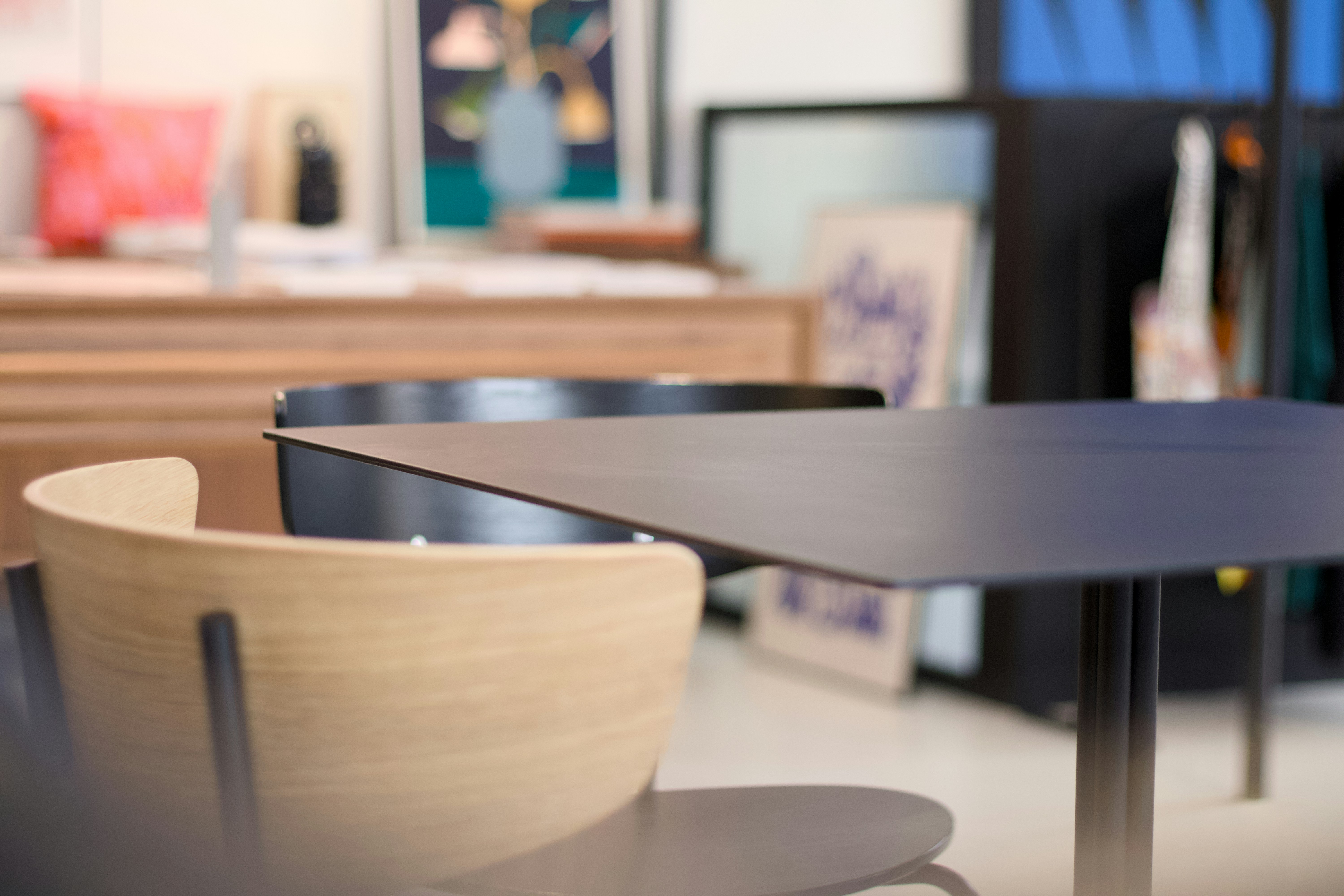 Modern creative studio table and chairs setup