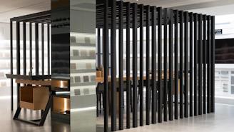 A room that has a bunch of metal bars on it