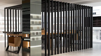 A room that has a bunch of metal bars on it
