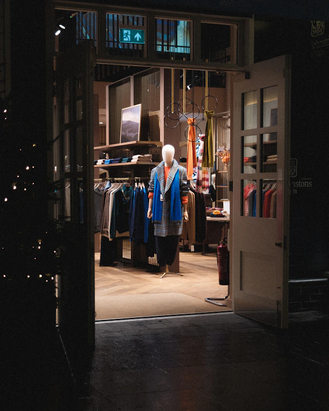 Vitrine d'un magasin de vêtements avec mannequins