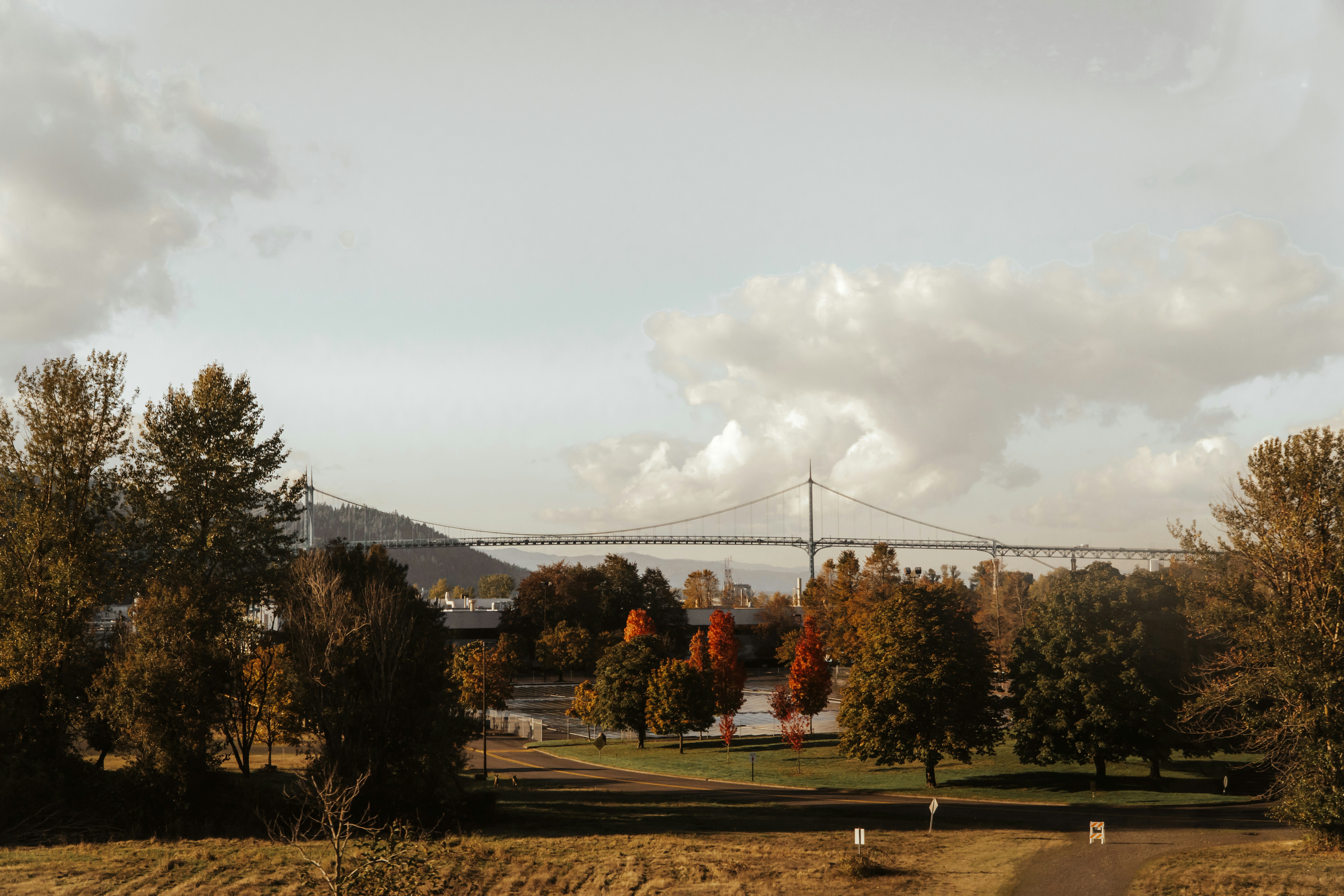 A scenic view of a bridge over a river