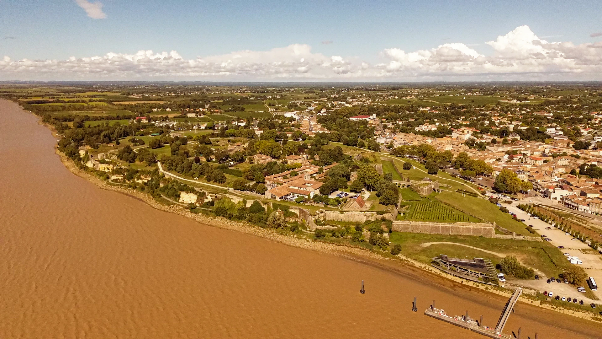 Aerial view of Citadelle de Blaye star-shaped fortress overlooking the Gironde estuary