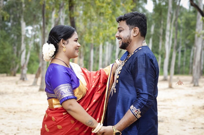 Couple enjoying quiet forest walk
