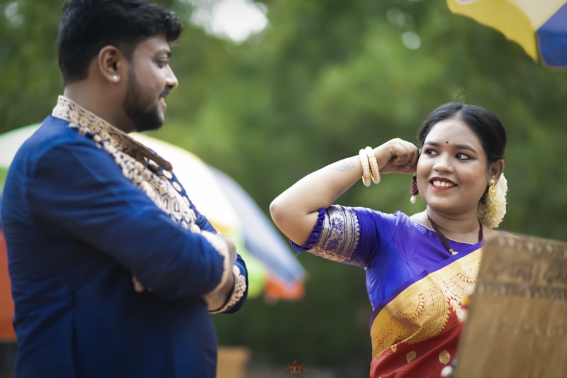 Couple standing close together