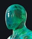 A glass sculpture of a woman's head and shoulders