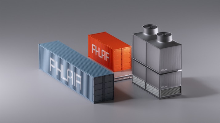 A group of three metal containers sitting next to each other