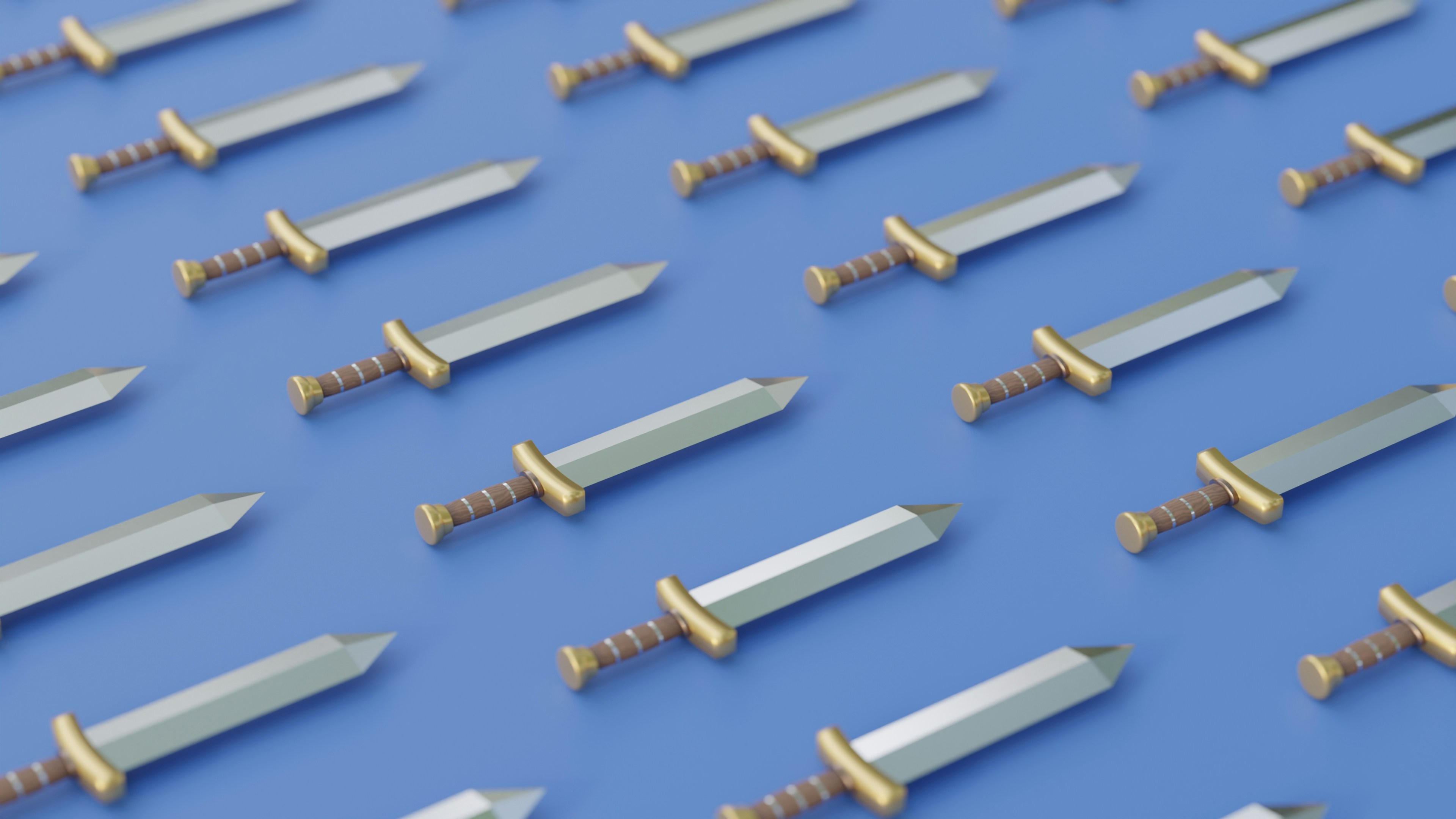 青い表面にあるネジの束