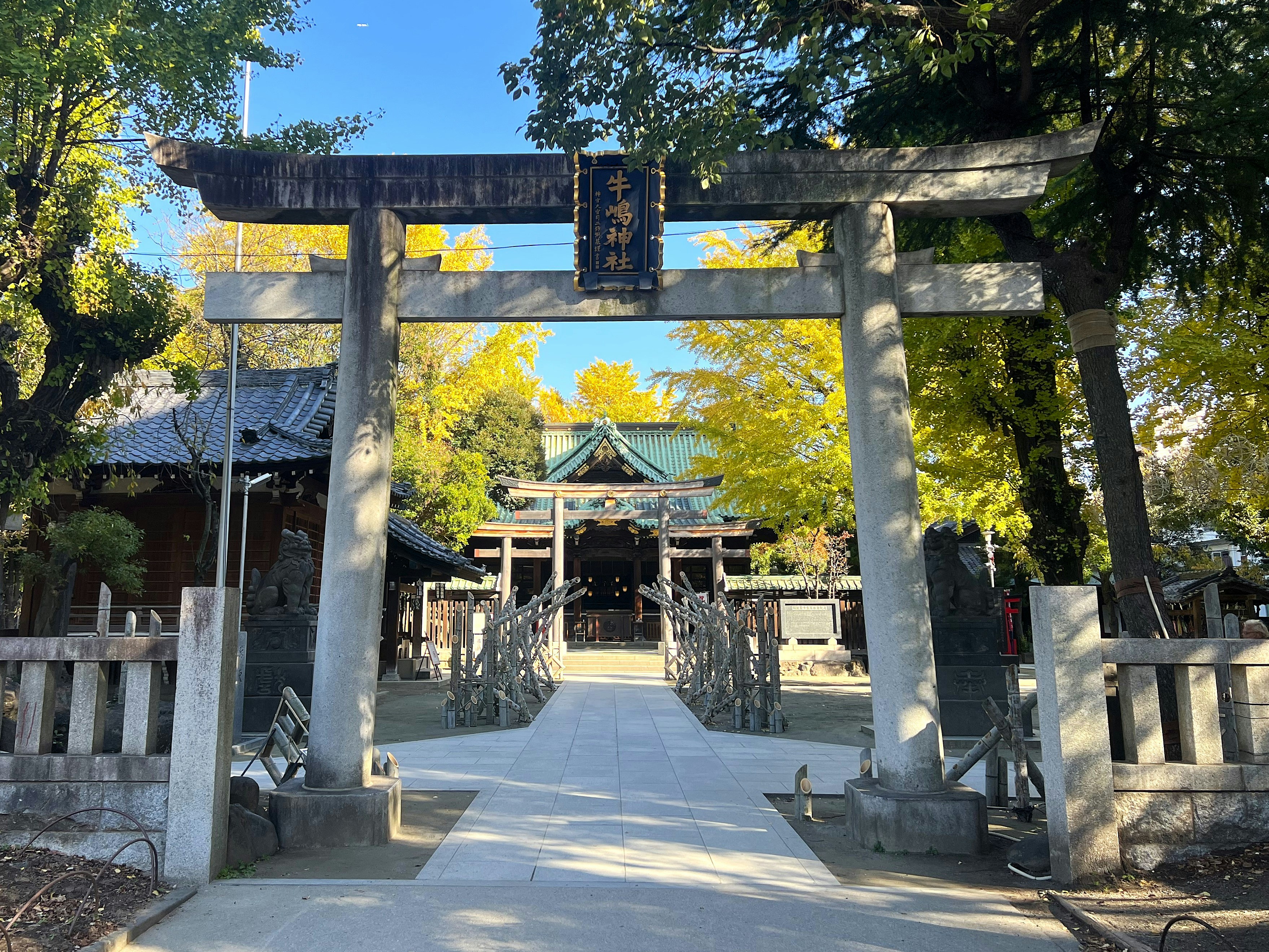 A gate that is in the middle of a walkway