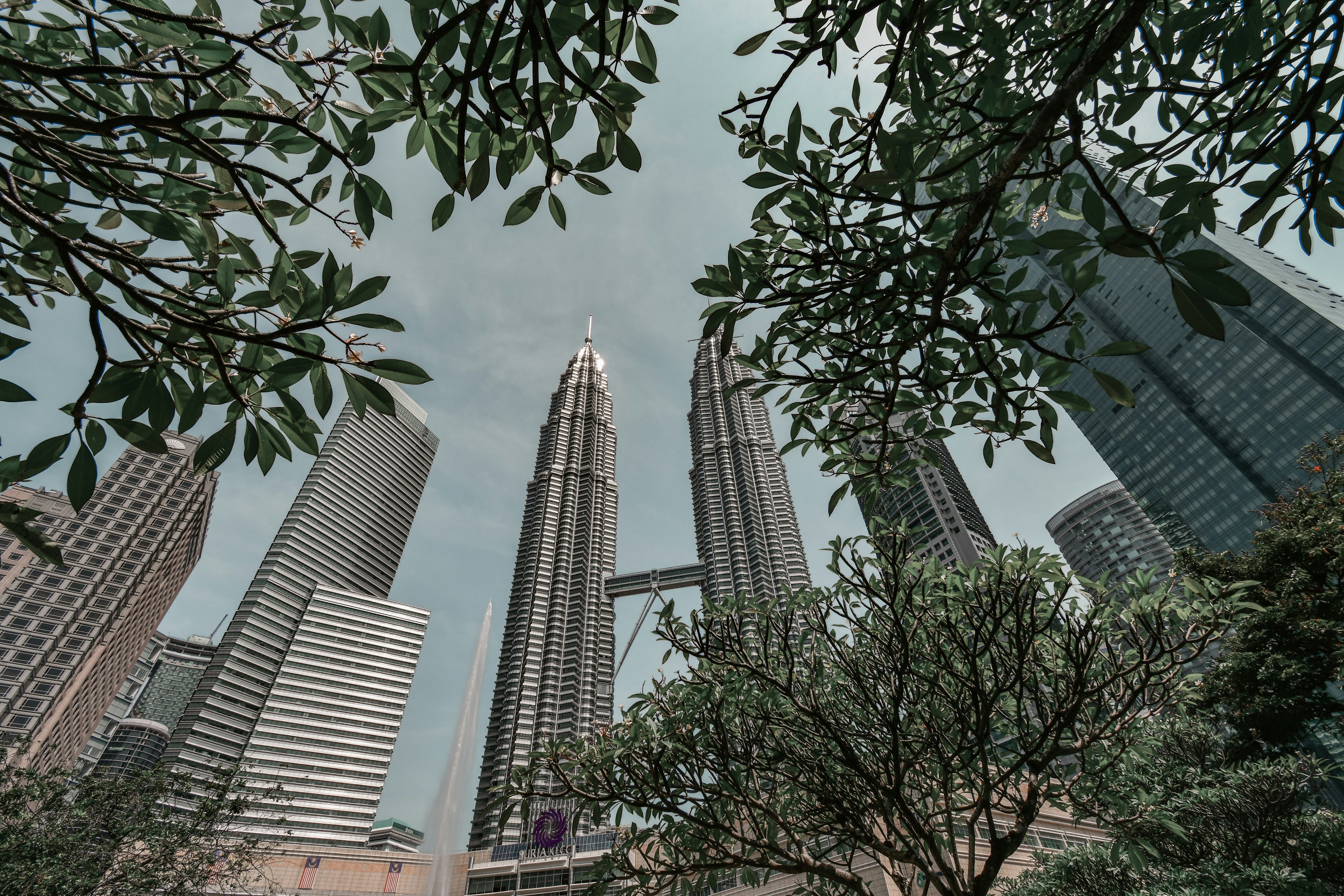 A group of tall buildings sitting next to each other