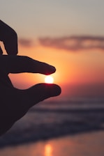 A person holding their hand out to the sun