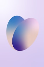 A blue and pink heart on a purple background