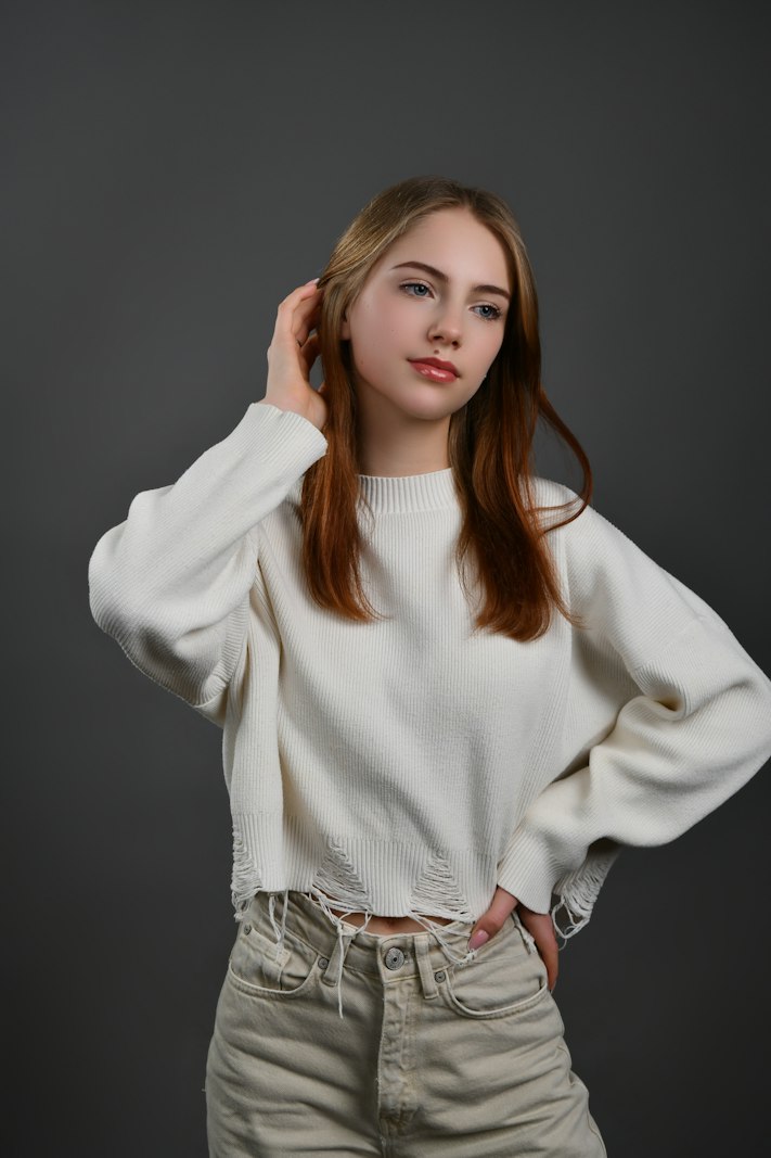 Pull col cheminée en mérinos, écru