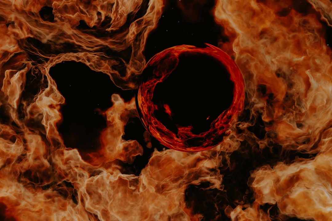 A red object is in the middle of a black hole,