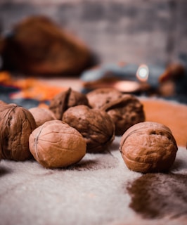 A bunch of nuts sitting on top of a table