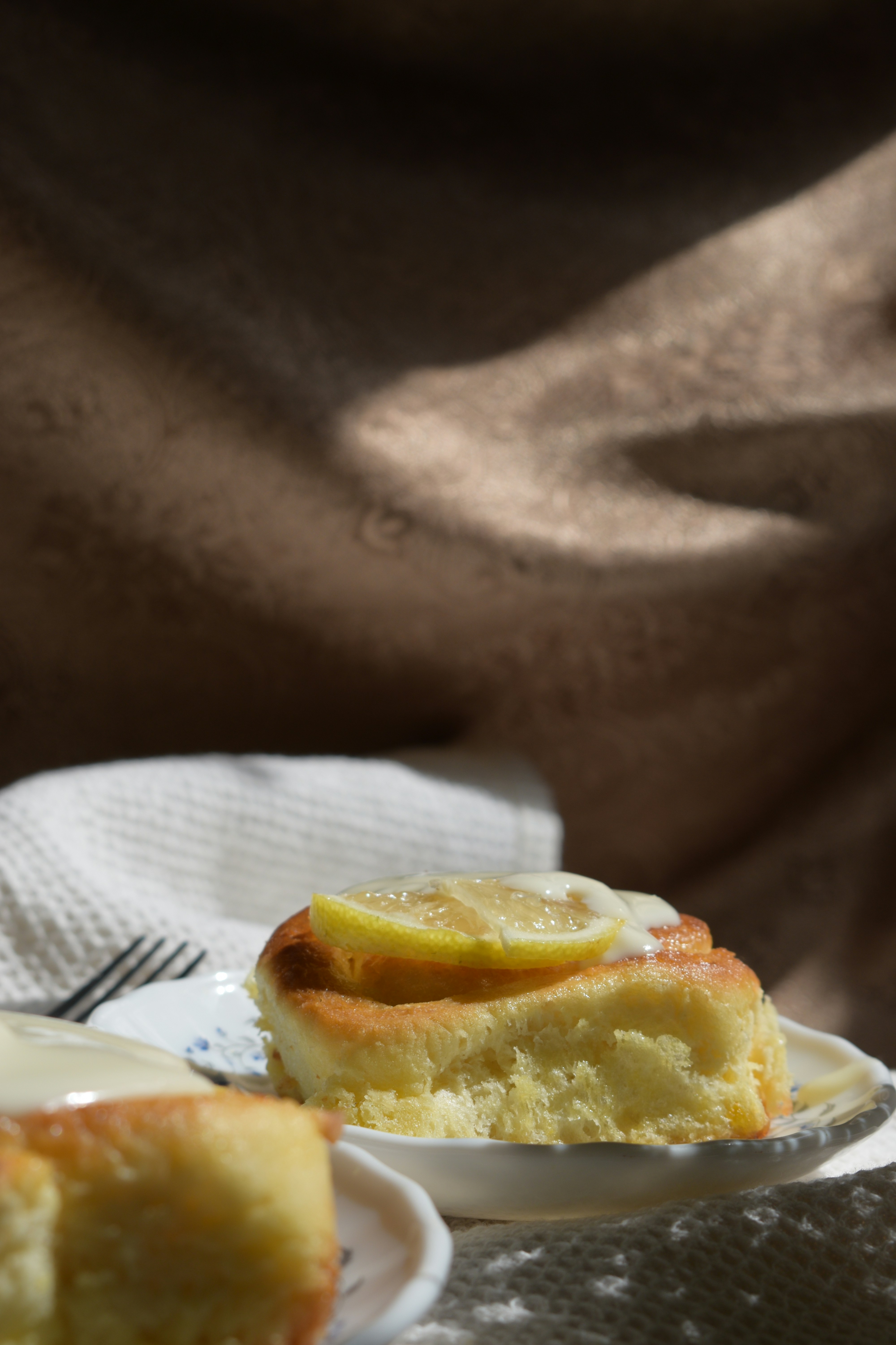 A piece of cake on a plate on a table