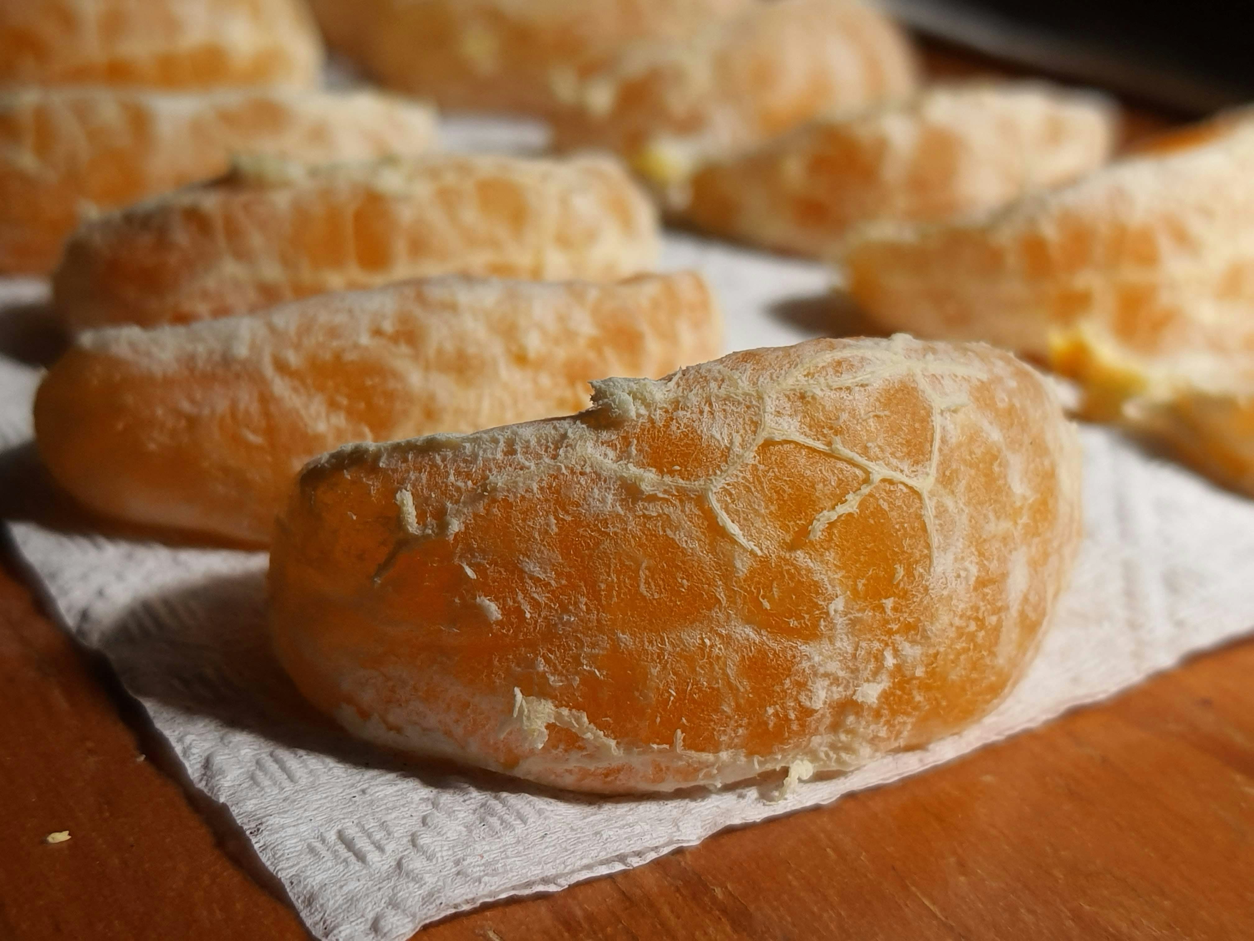 A close up of bread on a napkin on a table