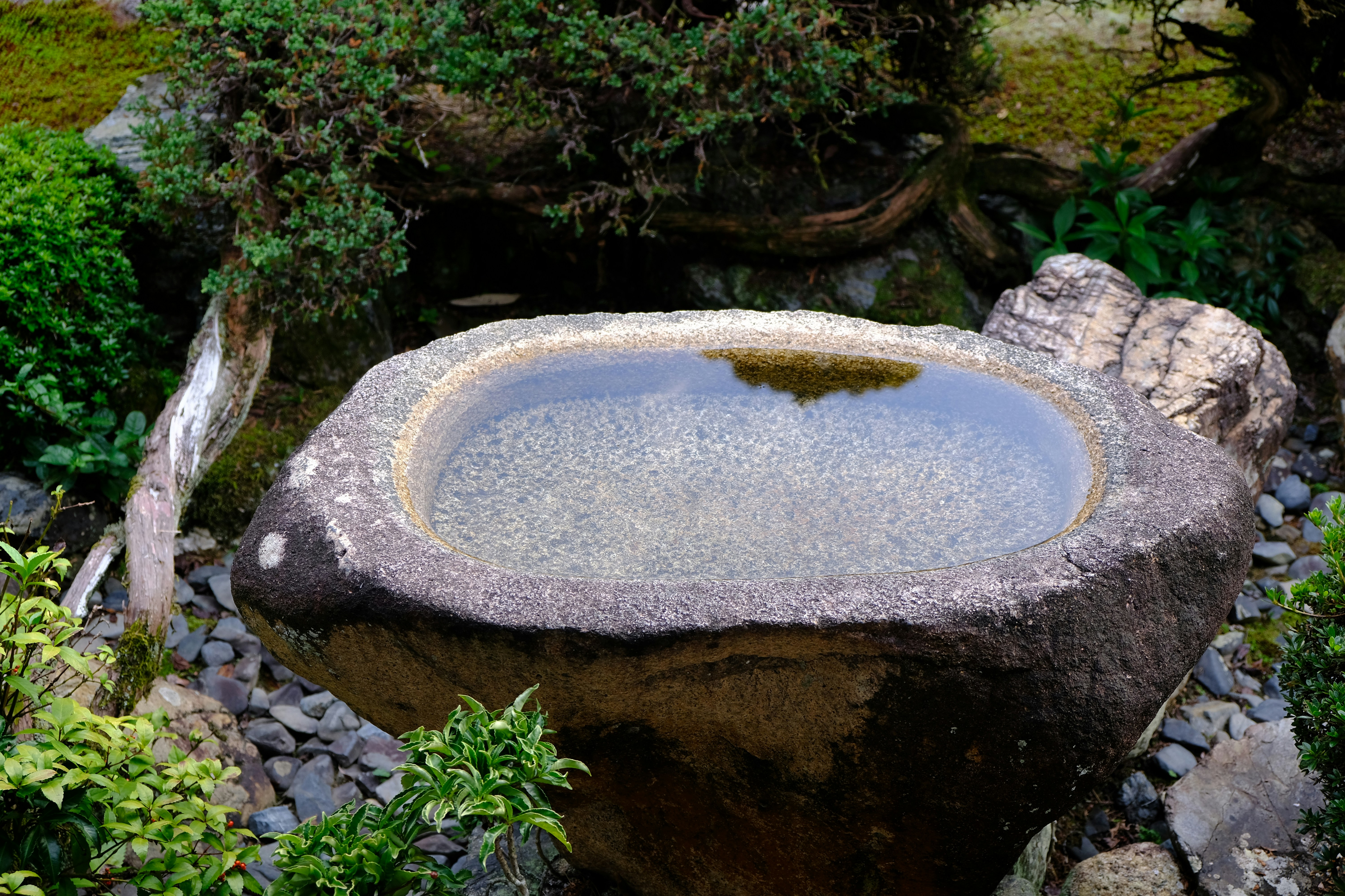 Japanese onsen outdoor bath in winter