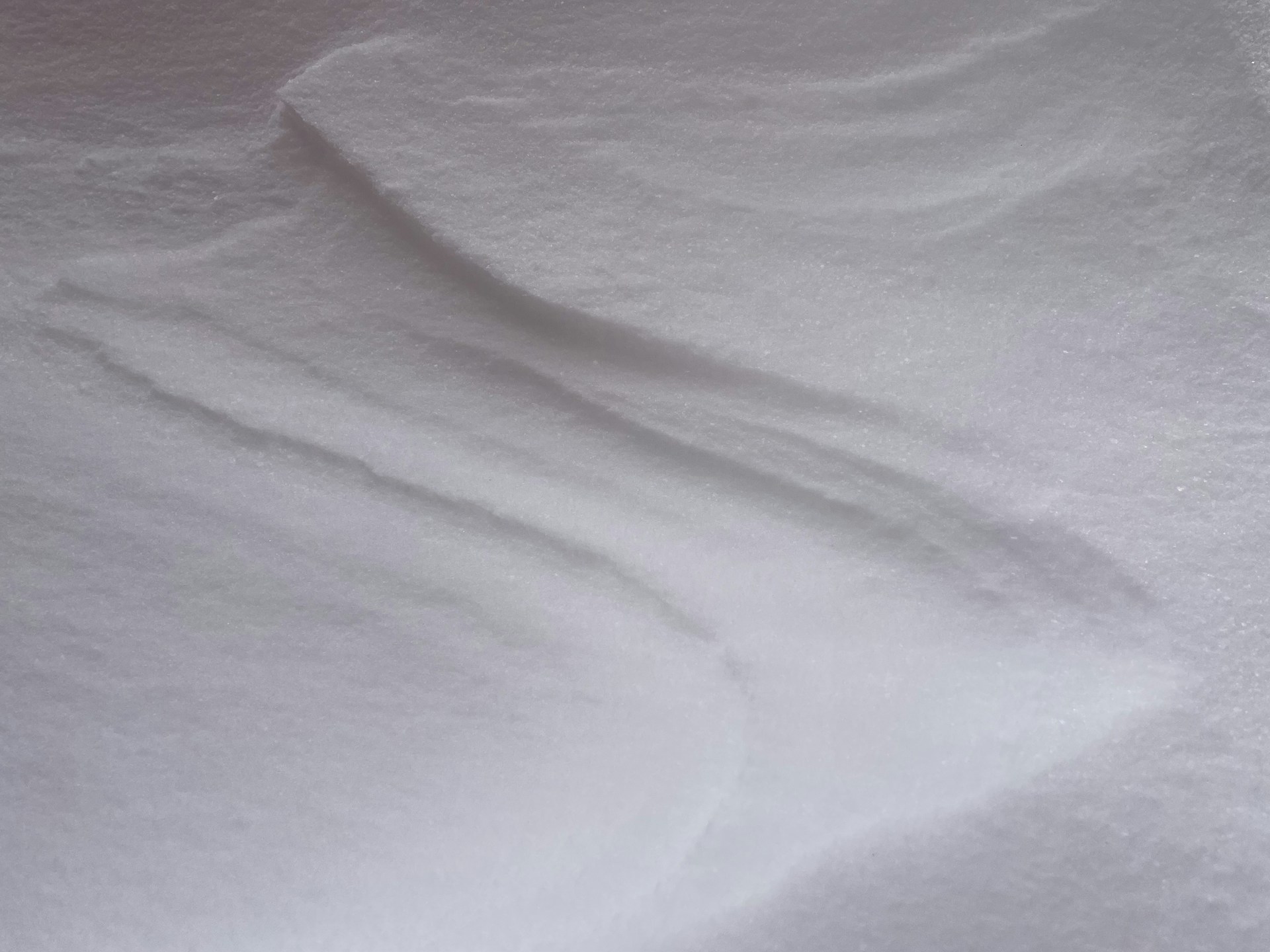 A snowboarder is going down a snowy hill