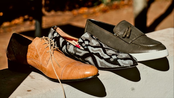 A couple of shoes that are sitting on a table