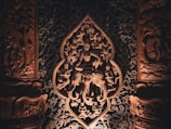 An intricately carved wall in a building