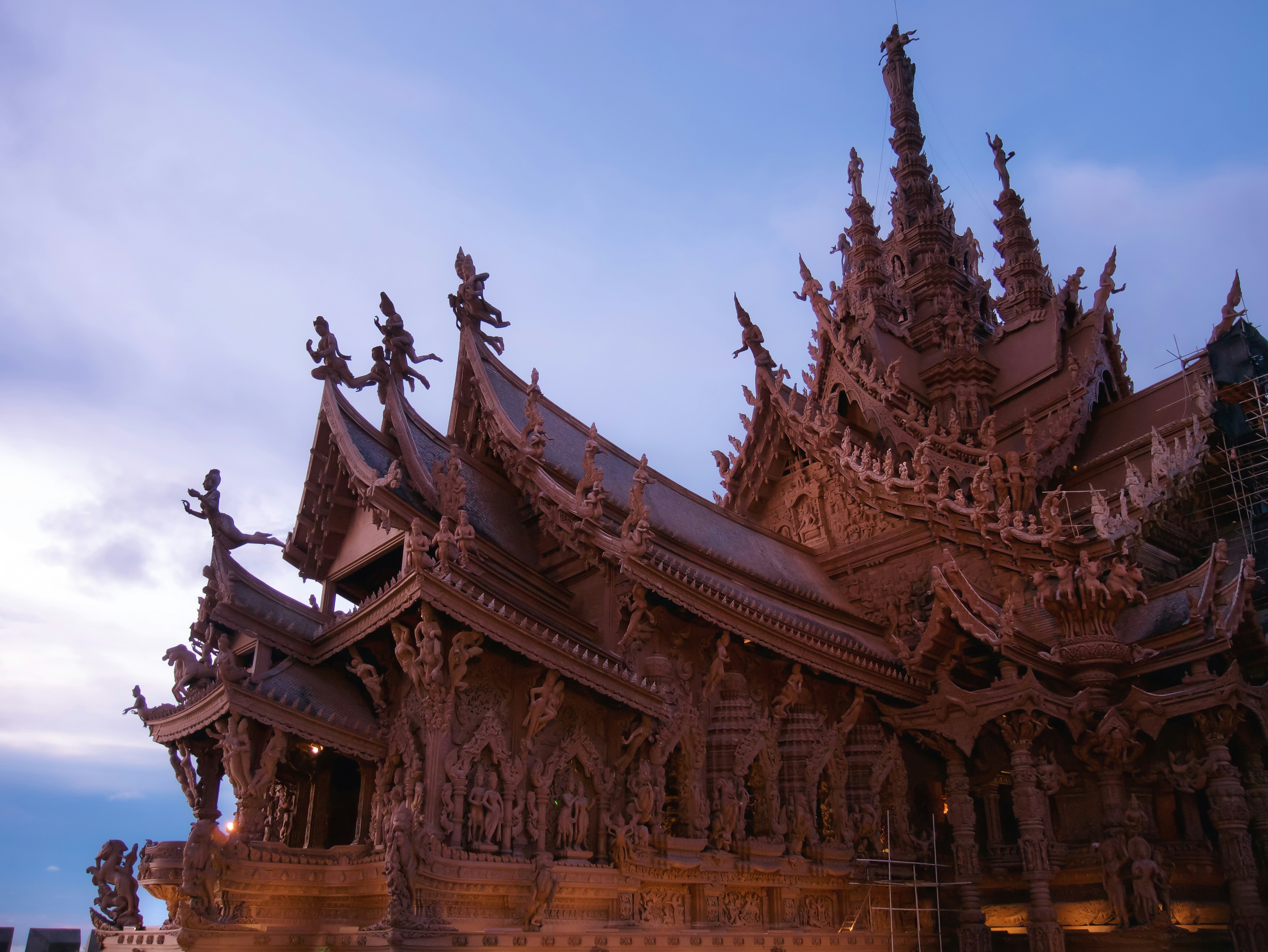 A large building with a lot of spires on top of it