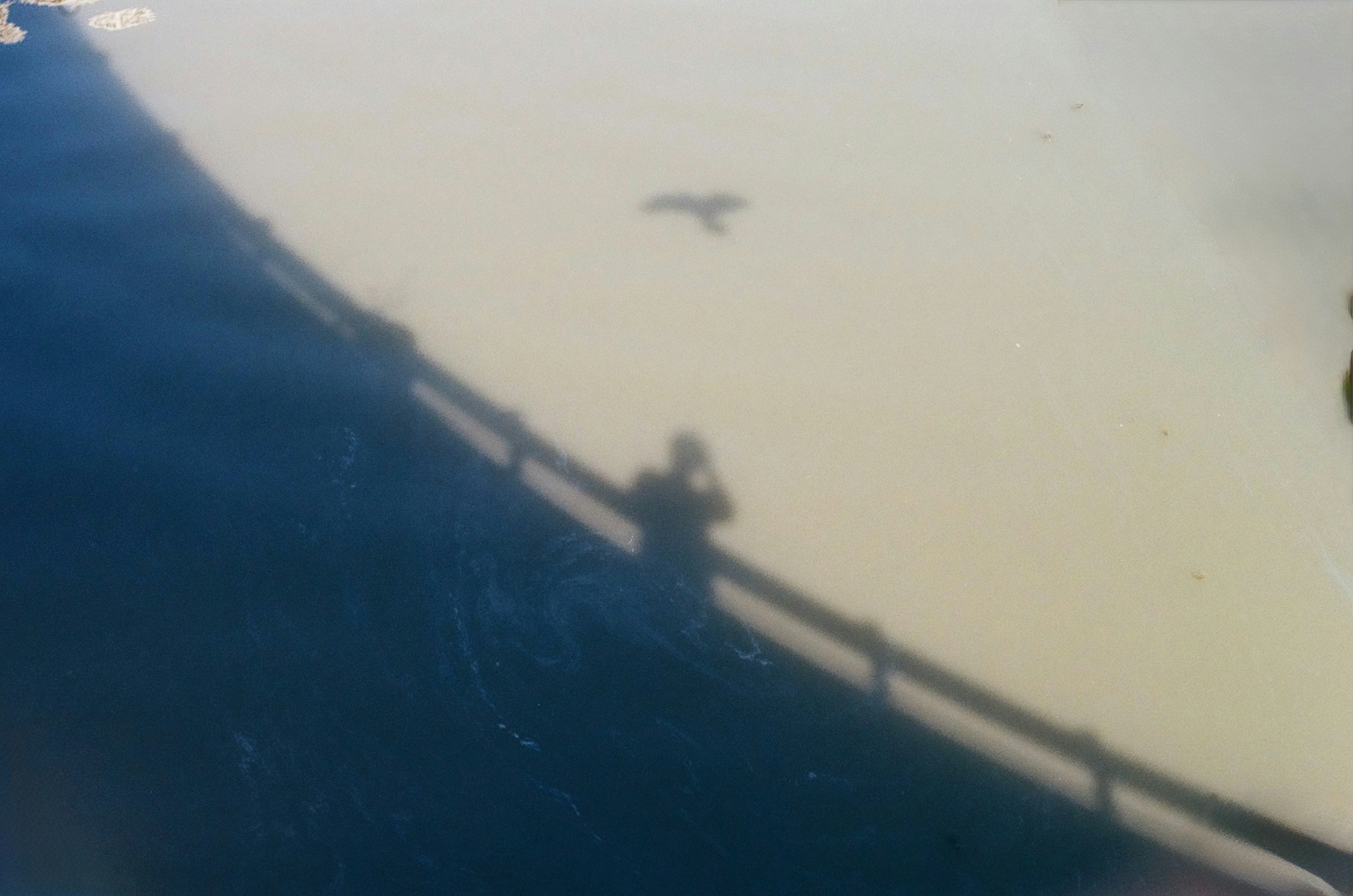 A blurry photo of a person on a boat