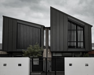 A black and white photo of a house