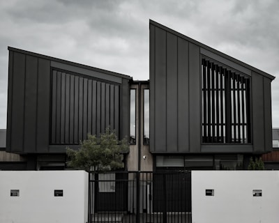 A black and white photo of a house