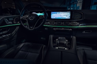 The interior of a car with a view of the dashboard