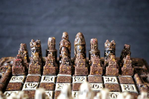 A close up of a game of chess