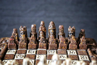 A close up of a game of chess