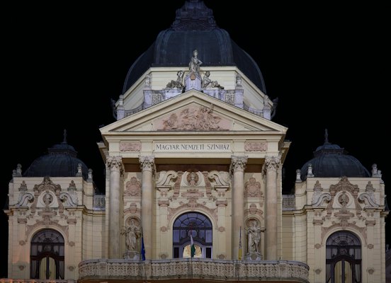 The National Theatre at night — Pécs, Hungary