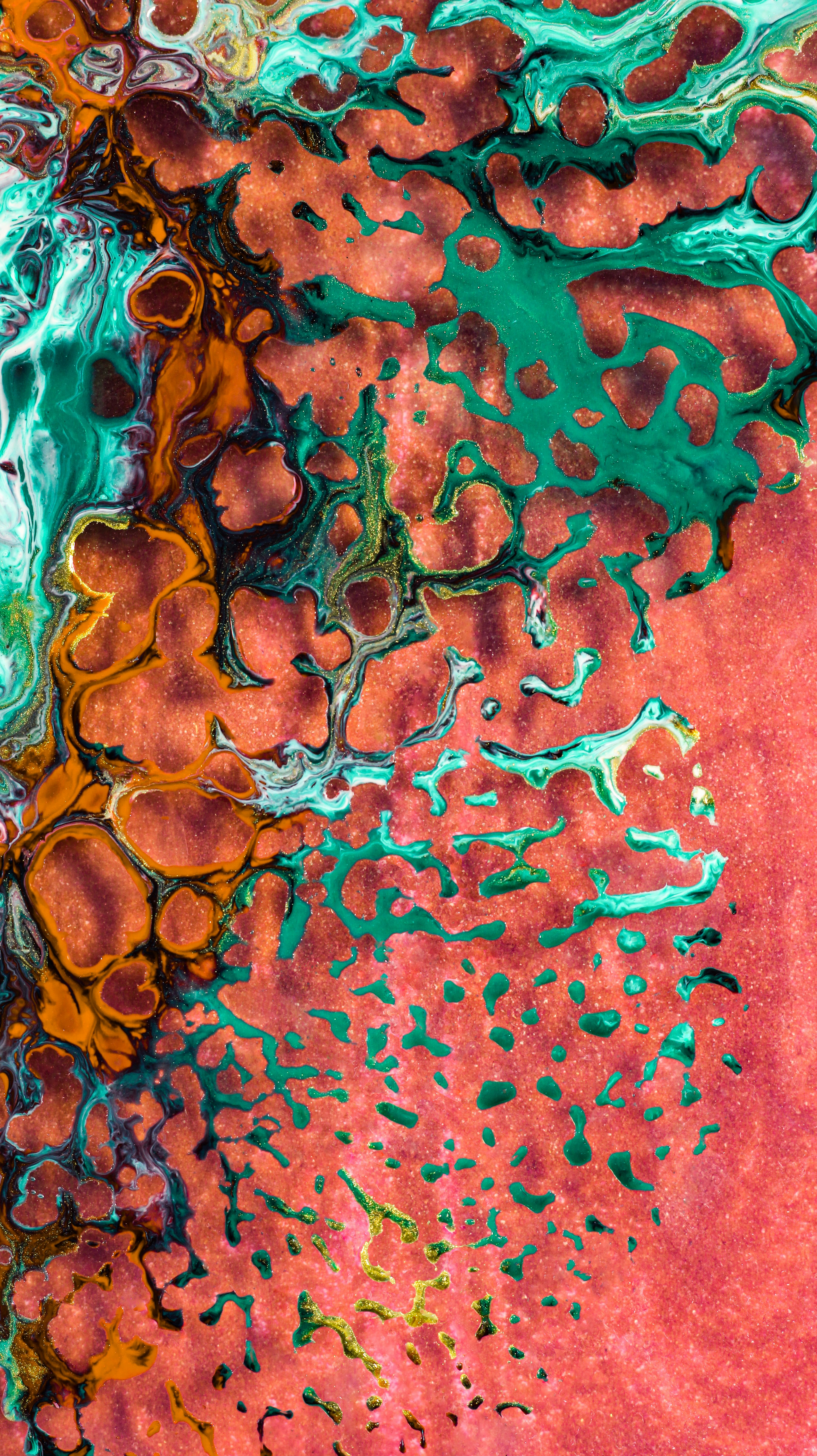 A close up of a red and green substance