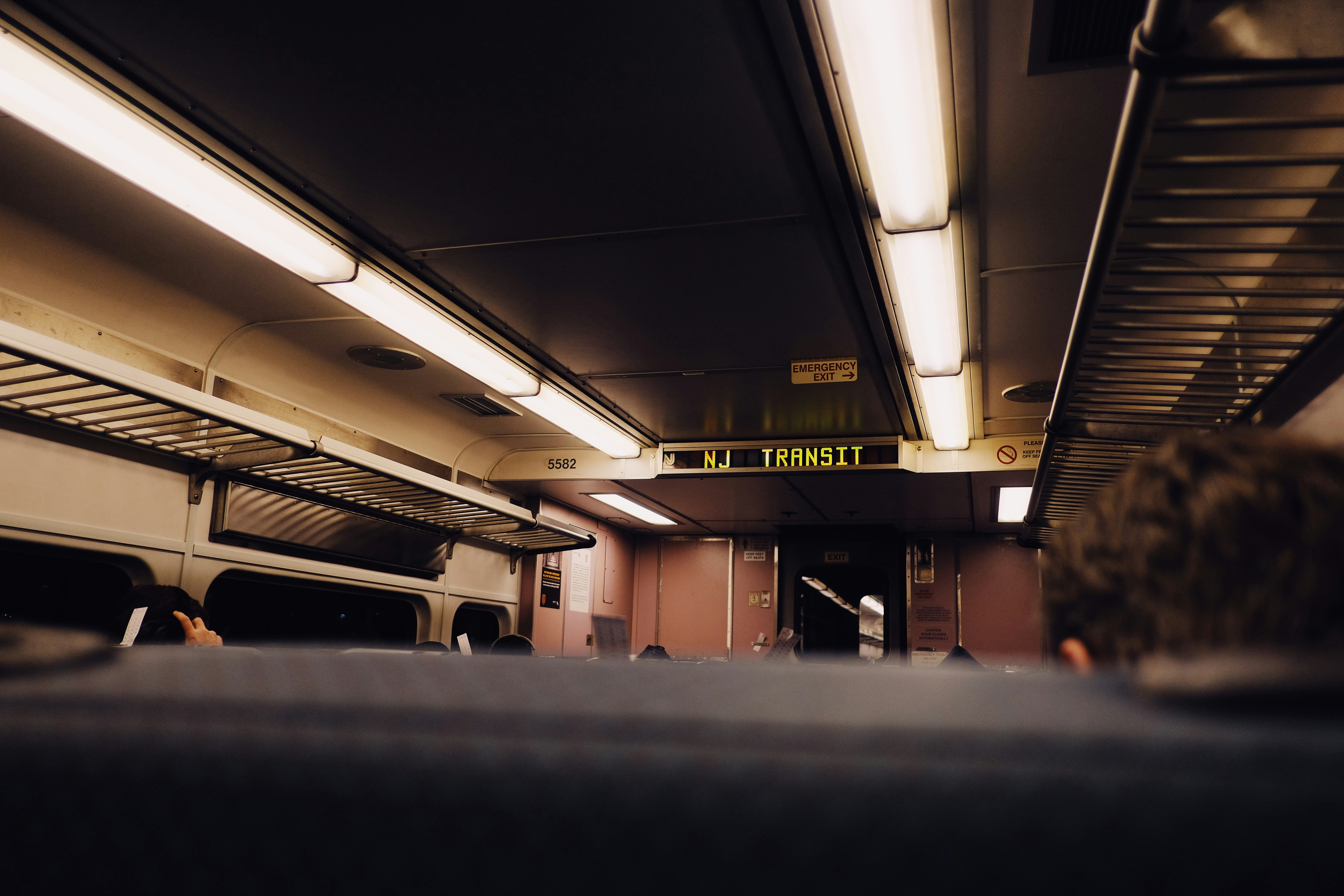 A view of the inside of a subway car