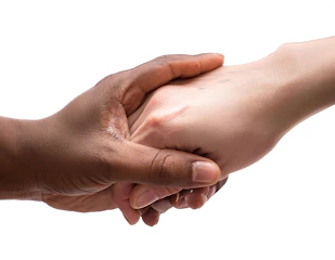 A close up of two people shaking hands
