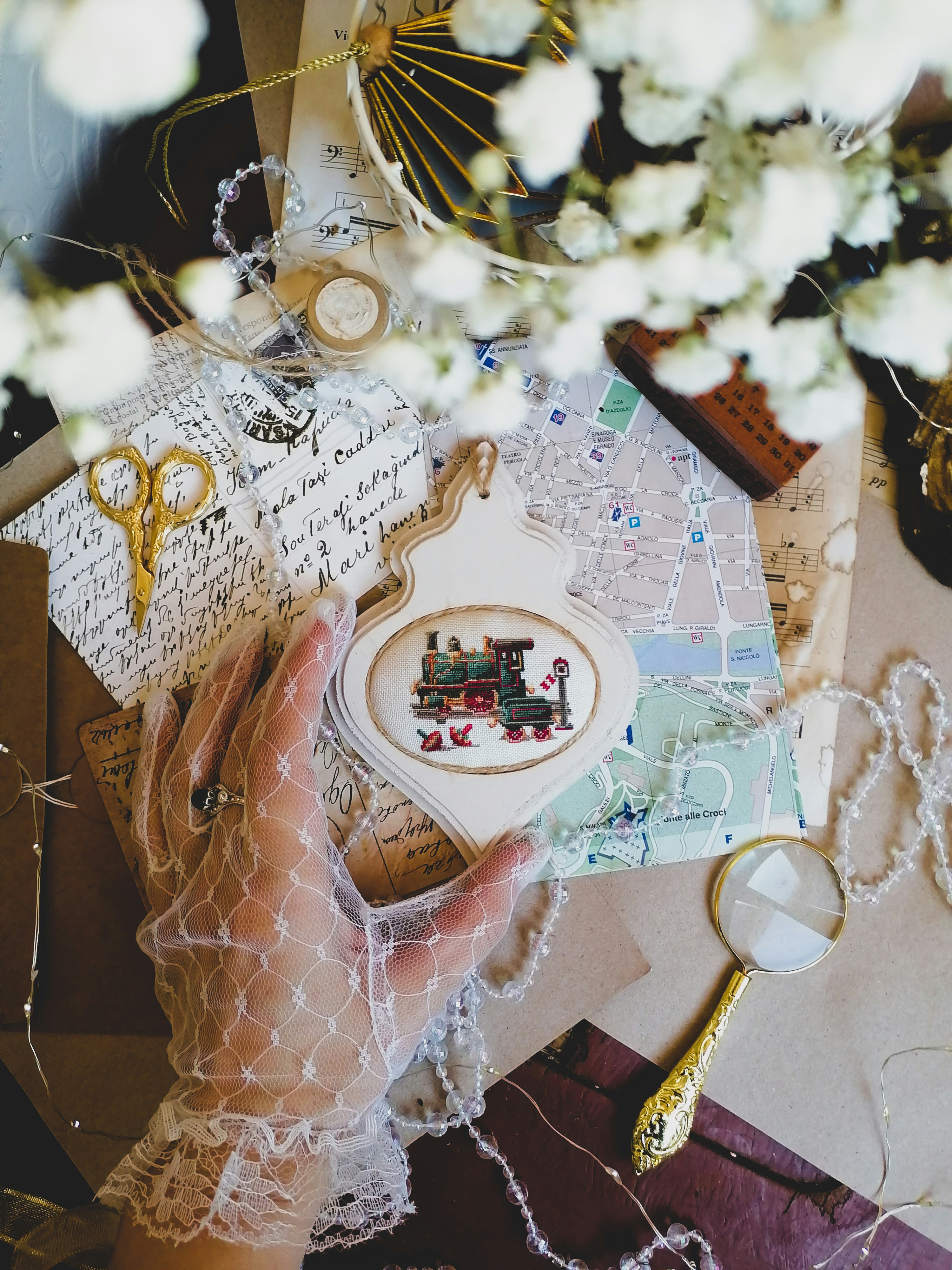 A person holding a plate with a picture on it
