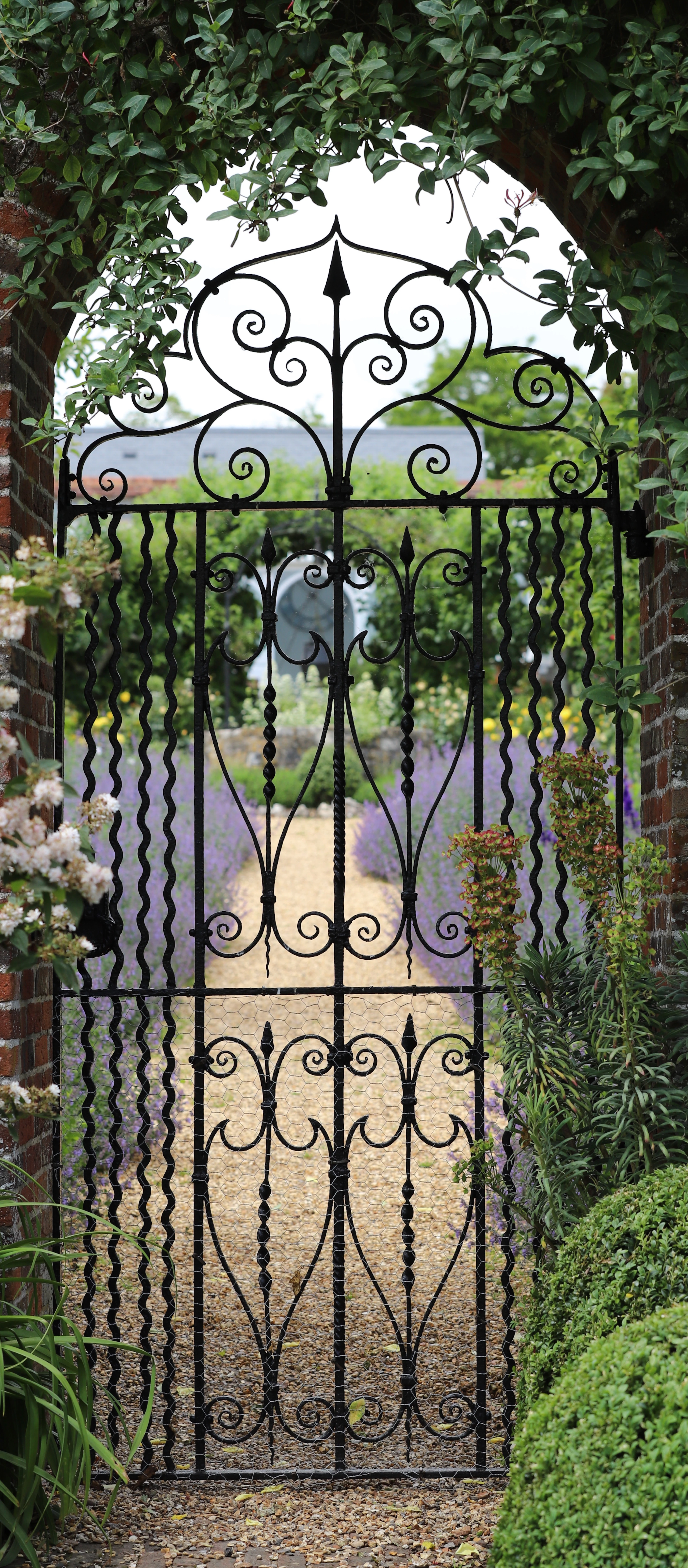 Wrought iron gate in a garden