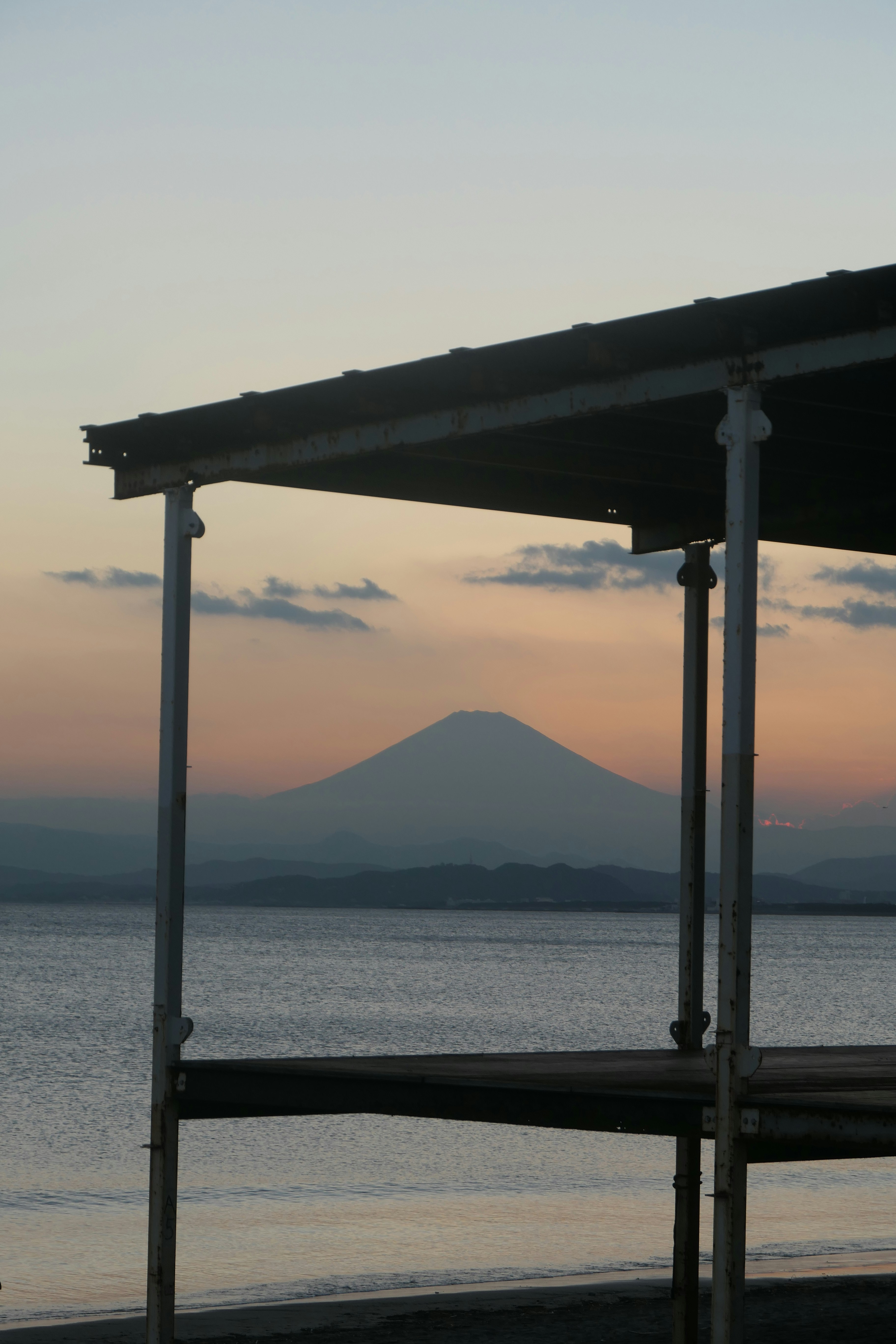 Sunset over Mount Fuji from Enoshima, Japan