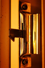 A close up of a door handle on a door