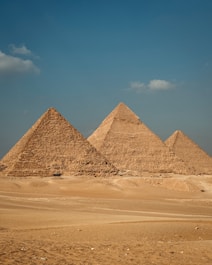 The three pyramids of giza are in the desert