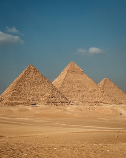 The three pyramids of giza are in the desert