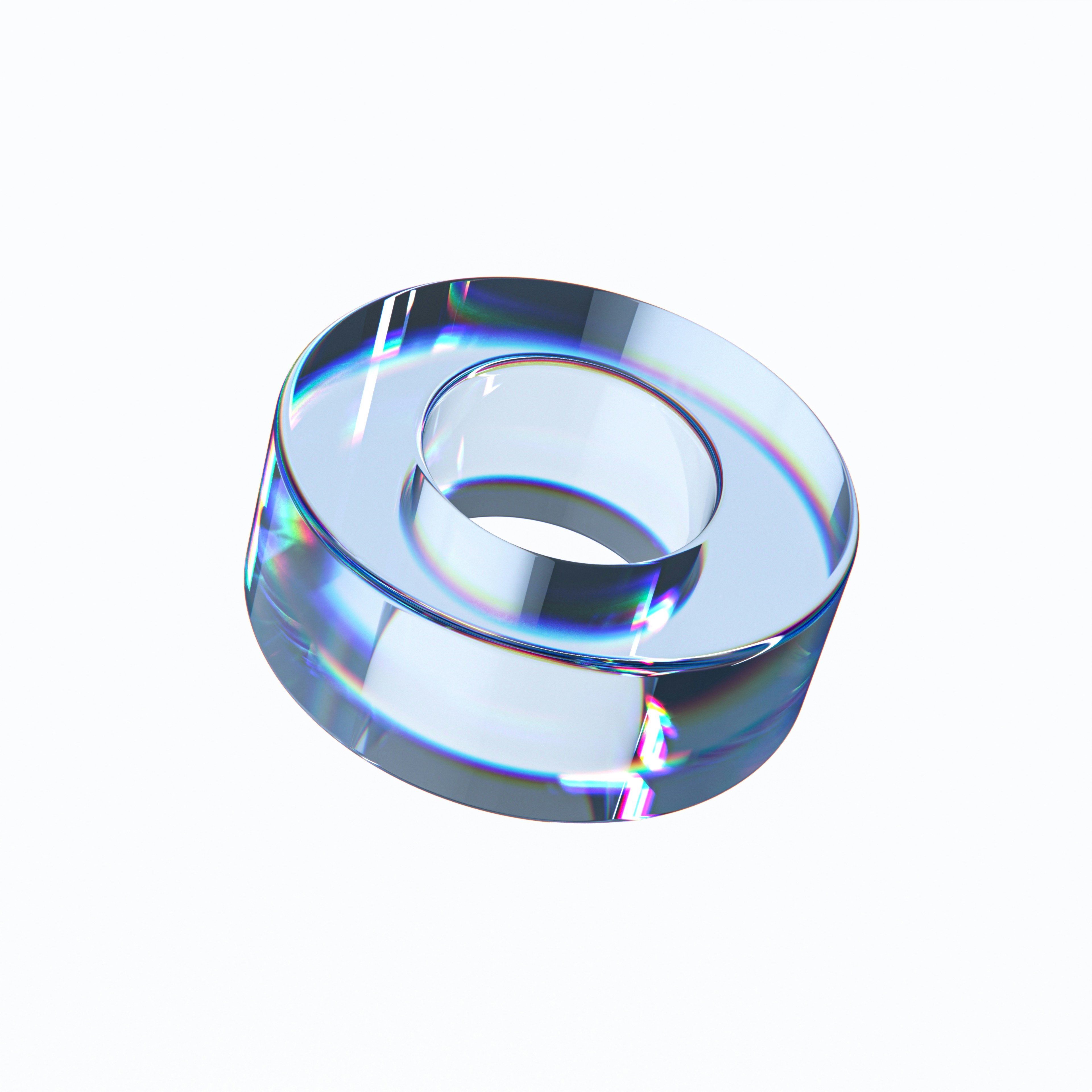 A shiny metal object on a white background