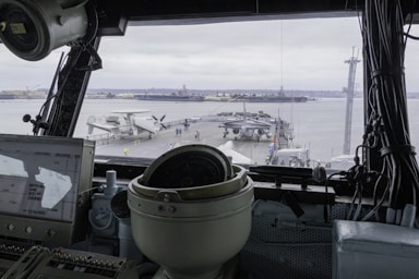 A view from inside of a plane looking out at the water