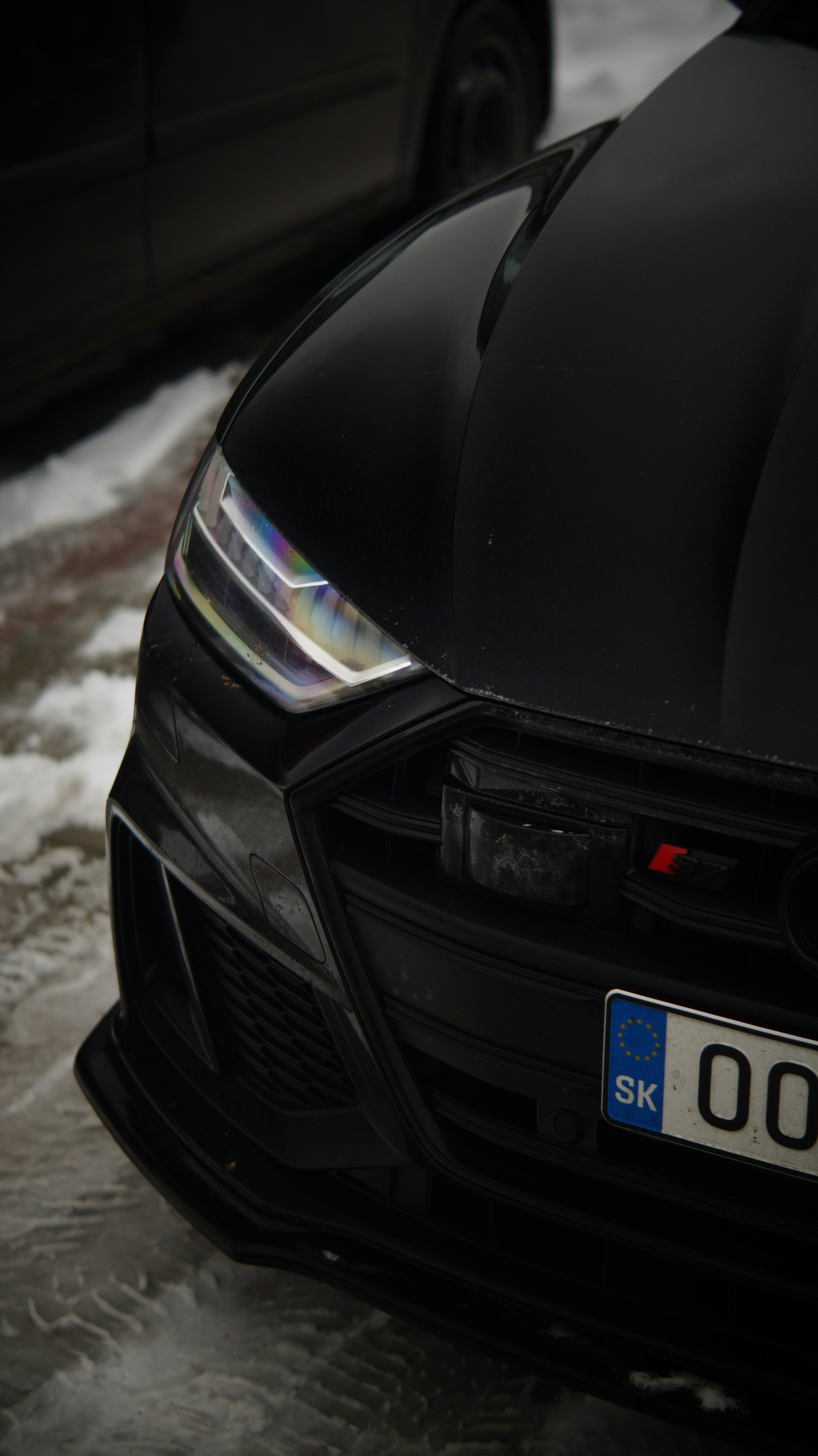 A close up of the front of a car