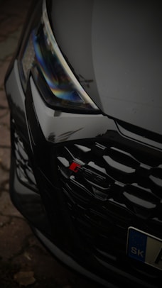 A close up of the front grill of a car