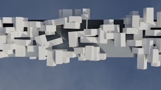 A group of white cubes floating in the air
